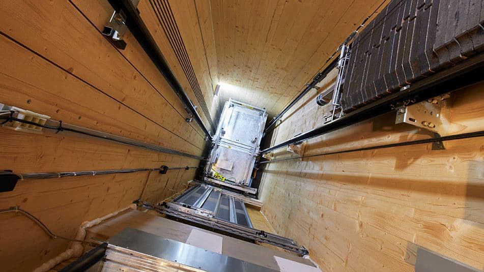KONE's expertise is compatible with wooden shaft construction, which carries strong green credentials and brings added aesthetic value.